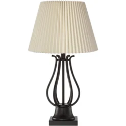 Regency Hill Hadley Industrial Table Lamps Set Of 2 26" High Bronze With AC Power Outlet Ivory Pleat Shade For Bedroom Living Room Bedside Office Desk -Decora Shop GUEST 44a4c354 6ee0 4f0a 933d 6f5ec7ba38fa