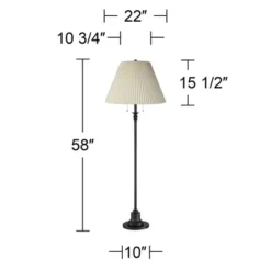 360 Lighting Spenser Retro Art Deco 58" Tall Floor Lamp Oiled Bronze Brown Beige Fabric Pleated Empire Shade For Living Room Bedroom House -Decora Shop GUEST 45074a01 0be9 4fb6 83c3 f40042529b38