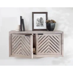 30" X 10" X 14" Mezzeta Decorative Coastal 2 Door Wall Cabinet Whitewash - Kate & Laurel All Things Decor -Decora Shop GUEST 467abd56 b99e 44a4 a2c7 22ef0c44c668