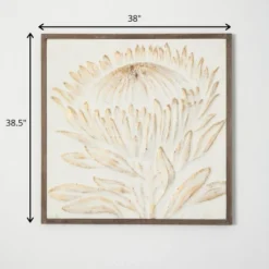 Sullivans Gold-Brushed Raised Protea Art 38.5"H White -Decora Shop GUEST 46aa8371 52af 4d09 973d ab5e88d1fa6f