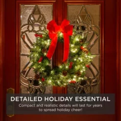 Best Choice Products Pre-Lit Battery Powered Christmas Wreath Decoration W/ PVC Tips, Ribbons -Decora Shop GUEST 474b04a3 c634 41a7 b49f 0c4e8a3235c8