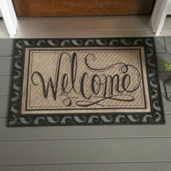 Evergreen Scroll Cutout Embossed Floor Mat Indoor Outdoor Rubber Tray 2'x3' Fits Embossed Doormats Size 30"x18" Black -Decora Shop GUEST 4996e351 155f 4691 981b beb5e687eecc