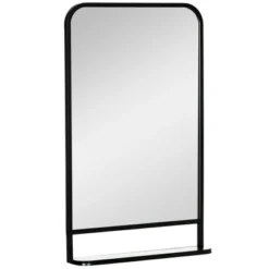 HOMCOM 34" X 21" Rectangle Modern Wall Mirror With Storage Shelf, Mirrors For Wall In Living Room, Bedroom, Black -Decora Shop GUEST 4cb5b16f 2f47 47d6 a458 c81930e78fd4