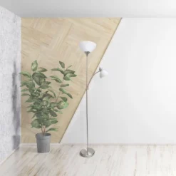 71.5" Traditional 2 Light Mother Daughter Metal Floor Lamp With Torchiere And Reading Light Brushed Nickel - Creekwood Home -Decora Shop GUEST 4d8b6887 2eba 44ca b77a 4091e17bf993