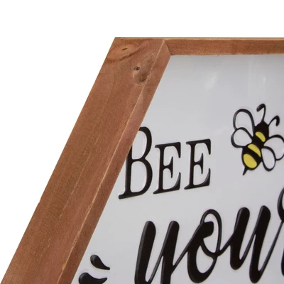 Northlight 16" Wooden Framed "Bee Yourself" Metal Sign Spring Wall Or Tabletop Decor 3 Northlight 16" Wooden Framed "Bee Yourself" Metal Sign Spring Wall Or Tabletop Decor - Image 3