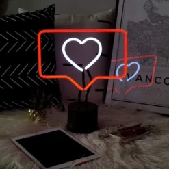 Amped Co 13 X 11 Inches Neon Desk Light Like Sign Symbol, Heart, Red And White -Decora Shop GUEST 4fea0612 88d1 4a0d ab62 e0bf08c1b1c1