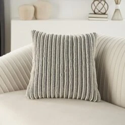 Mina Victory Luminescence Beaded Vert Stripes 20" X 20" Pewter Indoor Throw Pillow -Decora Shop GUEST 50449ba5 7c87 4dab 88b2 91f7a014f9d5