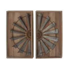 Wood Windmill Wall Decor With Wood Backing Set Of 2 Gray - Olivia & May -Decora Shop GUEST 50861dcf aa07 460c 8a1d bfcdee79724c