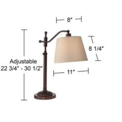 Regency Hill Downbridge Style Desk Table Lamp Adjustable Height 30.5" Tall Bronze Metal Tan Linen Look Shade For Living Room Bedroom Office -Decora Shop GUEST 50881e5d 417b 43d8 a8fd 41448d05c2c1