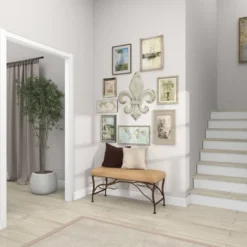 Metal Fleur De Lis Wall Decor With Distressing White - Olivia & May