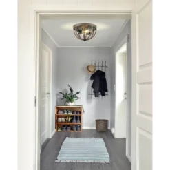 13" 2-Light LED Iron Darlene Rustic Farmhouse Flush Mount Brown - JONATHAN Y