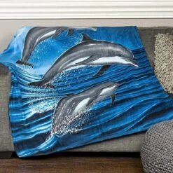 Dawhud Direct 50" X 60" Dolphin Soft Plush Fleece Throw Blanket For Women, Men And Kids