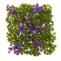 Nearly Natural 6-in X 6-in Purple & Green Clover Mat (Set Of 12)