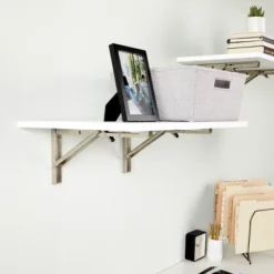 Built Industrial 2 Pack Folding L Wall Shelf Bracket, 10 Inch Collapsible Hardware With Locking Hinge For Garage Shelves, Holds 120lbs -Decora Shop GUEST 555ad0b8 e83d 42c4 af02 5dfe3c43b4ec