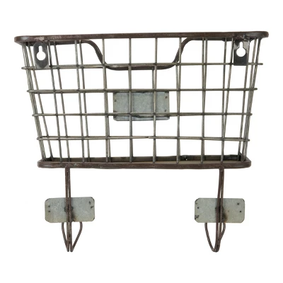 Rustic Distressed Wire Metal Hanging Wall Mail Pocket - Foreside Home & Garden 3 Rustic Distressed Wire Metal Hanging Wall Mail Pocket - Foreside Home & Garden - Image 3