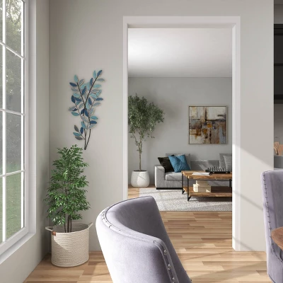 Metal Leaf Wall Decor With Gold Accent Blue - Olivia & May 11 Metal Leaf Wall Decor With Gold Accent Blue - Olivia & May - Image 11