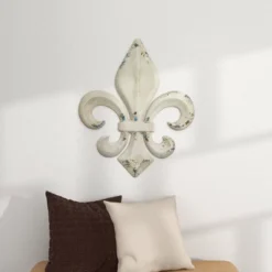 Metal Fleur De Lis Wall Decor With Distressing White - Olivia & May -Decora Shop GUEST 5885a14e 3f17 49d9 8d3b 5b2fdaf6f55f