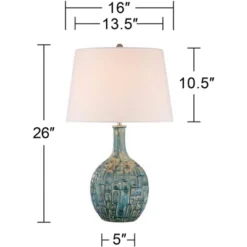 360 Lighting Mid Century Modern Table Lamps 26" High Set Of 2 Ceramic Teal Glaze Handcrafted White Empire Shade For Living Room (Colors May Vary) -Decora Shop GUEST 5aff1181 35c1 46b3 af3b 824ee95d8ba0
