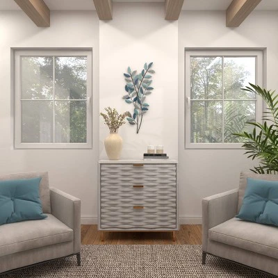 Metal Leaf Wall Decor With Gold Accent Blue - Olivia & May 6 Metal Leaf Wall Decor With Gold Accent Blue - Olivia & May - Image 6