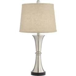 360 Lighting Seymore Modern Table Lamps 26" High Set Of 2 With USB Port Silver LED Touch On Off Burlap Linen Drum Shade For Bedroom Living Room Desk -Decora Shop GUEST 5d5469cd 7d32 4a62 ae2a 041d4419830c