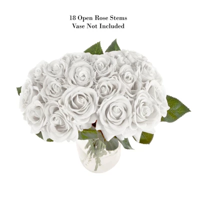 Artificial Open Rose Bundles ? 18PC Real Touch Fake 11.5-Inch Flowers With Stems For Home Décor, Wedding Or Bridal/Baby Showers By Pure Garden (White) 7 Artificial Open Rose Bundles ? 18PC Real Touch Fake 11.5-Inch Flowers With Stems For Home Décor, Wedding Or Bridal/Baby Showers By Pure Garden (White) - Image 7