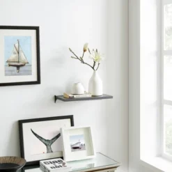 Floating Wall Shelf With Aluminum Bar - Danya B.