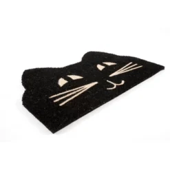 Entryways 1'4" X 2'4" Cat Face Indoor/Outdoor Coir Doormat Black/White