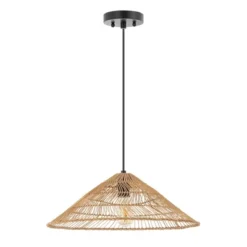 20.25" 1-Light Nova Farmhouse Coastal Rattan LED Pendant Brown - JONATHAN Y -Decora Shop GUEST 66ee65e0 9af0 4aaa 8d45 755cf262c5e7