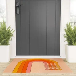 Circa78Designs Sweetheart Rainbow Looped Vinyl Welcome Mat - Society6