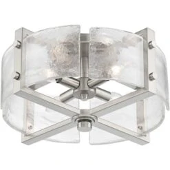 Possini Euro Design Prane Modern Industrial Ceiling Light Semi Flush Mount Fixture 17" Wide Brushed Nickel 4-Light Warped Glass For Bedroom Kitchen -Decora Shop GUEST 67a99e33 3ded 4f1c 8926 ed44f24e2ae9