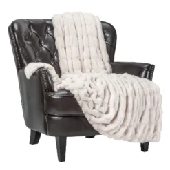 Chanasya Ruched Luxurious Soft Faux Fur Throw Blanket - Fuzzy Plush And Elegant With Reversible Mink Blanket (50x65 Inches) -Decora Shop GUEST 693acf65 38f8 4d70 983c 0dc8a82dc704
