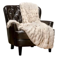 Chanasya Ruched Luxurious Soft Faux Fur Throw Blanket - Fuzzy Plush And Elegant With Reversible Mink Blanket (50x65 Inches) -Decora Shop GUEST 6a064cb2 40e9 4abf a786 165499f3074b