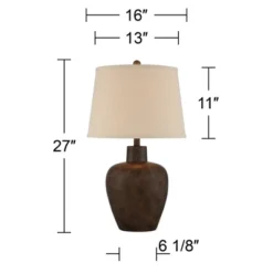 Regency Hill Glenn Rustic Farmhouse Table Lamps 27" Tall Set Of 2 Dark Terra Cotta Tapered Fabric Drum For Bedroom Living Room Bedside Nightstand Home -Decora Shop GUEST 6a2b4f76 7b1e 442b a24d b6e6ebcd317f