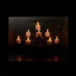 Northlight LED Lighted Flickering Rustic Fireplace Candles Canvas Wall Art 11.75" X 15.75"