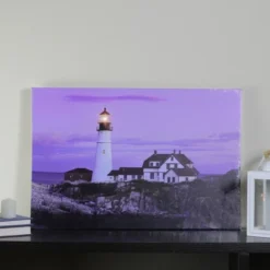 Northlight LED Lighted Coastal Lighthouse Home With Sunset Canvas Wall Art 15.75" X 23.5" -Decora Shop GUEST 6e01c05e 0a77 4a10 87a6 d2ab8c3d7c9c