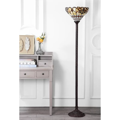 70" Davis Tiffany Style Torchiere Floor Lamp (Includes LED Light Bulb) Bronze - JONATHAN Y 2 70" Davis Tiffany Style Torchiere Floor Lamp (Includes LED Light Bulb) Bronze - JONATHAN Y - Image 2