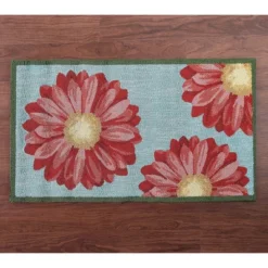Evergreen Rectangular Outdoor Rug, Daises