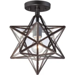 Franklin Iron Works Cuthbert Modern Farmhouse Ceiling Light Semi Flush Mount Fixture 11" Wide Black Iron Moravian Star Clear Glass Panels For Bedroom 9 Franklin Iron Works Cuthbert Modern Farmhouse Ceiling Light Semi Flush Mount Fixture 11" Wide Black Iron Moravian Star Clear Glass Panels For Bedroom -Decora Shop GUEST 6fa0a7c1 f9f0 4938 bbaa c55def10bb41