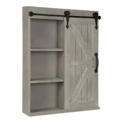 Decorative Wood Wall Storage Cabinet With Vanity Mirror Rustic Gray - Kate & Laurel All Things Decor -Decora Shop GUEST 703bfe66 a99b 4fd9 917d 1f7a8019ec3b
