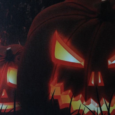 Northlight LED Lighted Jack-O-Lanterns In A Cemetery Halloween Canvas Wall Art 23.5" X 15.5" 3 Northlight LED Lighted Jack-O-Lanterns In A Cemetery Halloween Canvas Wall Art 23.5" X 15.5" - Image 3