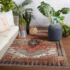 Cicero Indoor/Outdoor Medallion Area Rug Orange - Jaipur Living -Decora Shop GUEST 7101c68c ee08 473a a5f1 c7d6ae657520