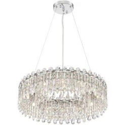 Possini Euro Design Alyssa Chrome Drum Chandelier 23 1/2" Wide Modern Crystal 12-Light LED Fixture For Dining Room Kitchen Island Entryway Bedroom -Decora Shop GUEST 72d0a421 5e99 4e52 9e71 3dc4bc80e7ac