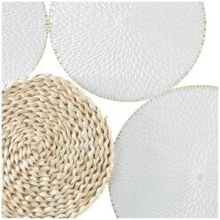 31" X 37" Metal Plate Rope Design Wall Decor With Textured Pattern White - The Novogratz