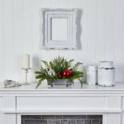 Nearly Natural 18-in Holiday Winter Cedar Pine Artificial Table Christmas Arrangement With Ornaments, Home Décor -Decora Shop GUEST 756cc2d0 85ee 4148 868d 77d37c903c08