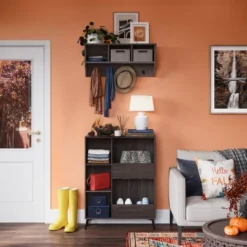 Woodbury Wall Shelf With Cubbies And Hooks Woodgrain - RiverRidge Home -Decora Shop GUEST 763aaa7a 0428 4f0a 94d7 dba3aee31c6e