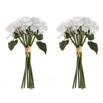 Artificial Open Rose Bundles ? 18PC Real Touch Fake 11.5-Inch Flowers With Stems For Home Décor, Wedding Or Bridal/Baby Showers By Pure Garden (White) 6 Artificial Open Rose Bundles ? 18PC Real Touch Fake 11.5-Inch Flowers With Stems For Home Décor, Wedding Or Bridal/Baby Showers By Pure Garden (White) - Image 6
