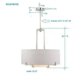 Possini Euro Design Concentric Brushed Nickel Pendant Chandelier 28" Wide Modern White Fabric Drum 4-Light For Dining Room House Foyer Kitchen Island -Decora Shop GUEST 79d99742 31e4 41eb 8743 caf20da53a45