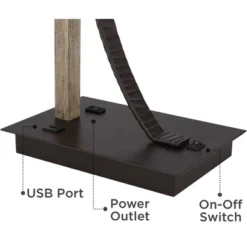 Franklin Iron Works Gentry Industrial Desk Lamp 22" High Oil Rubbed Bronze Faux Wood Cage With USB And AC Power Outlet In Base Oatmeal Shade For Desk -Decora Shop GUEST 7c26c10f 43f5 4286 91c1 5e32e5ce519e