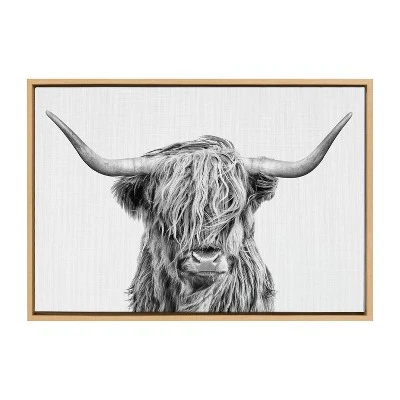 23" X 33" Sylvie Highland Cow II Framed Canvas By Simon Te Of Tai Prints Natural - Kate & Laurel All Things Decor 1 23" X 33" Sylvie Highland Cow II Framed Canvas By Simon Te Of Tai Prints Natural - Kate & Laurel All Things Decor