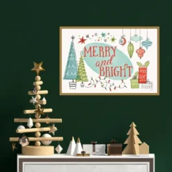 23" X 16" Merry And Bright Christmas Tree By Janelle Penner Framed Canvas Wall Art - Amanti Art -Decora Shop GUEST 7efce451 4764 4005 a4e6 a7f262e4af21